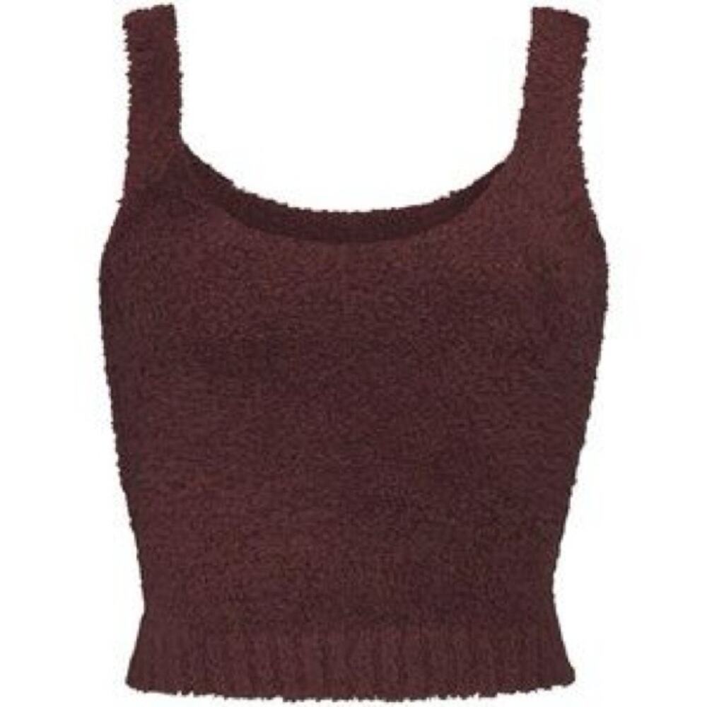 SKIMS Cozy Collection Teddy Fleece Soft Tank Top Crop Lounge Garnet Size 2X/3X